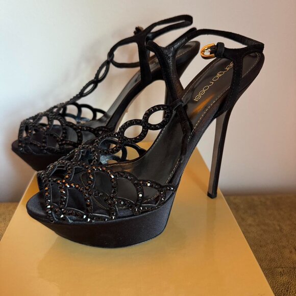 Sergio Rossi Scarpe Donna Black stiletto heels - Picture 1 of 8